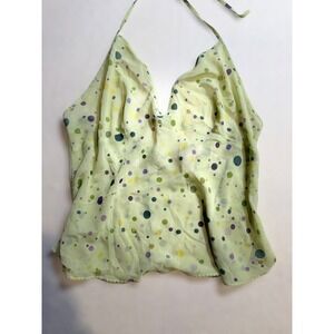 Victorias 00s Sexy Secret Vintage Y2K Sheer Polka Dot Halter Top Green Medium